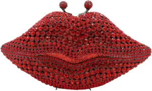 Women Sparkling Lip Evening Bag Rhinestone Clutch Luxury Purse Crystal Clutch for Wedding Party Prom