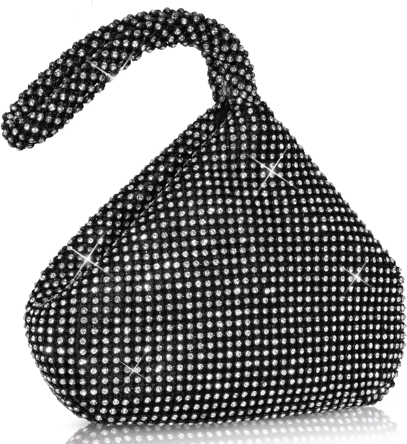Women's Evening Bag- Upgraded Larger Size Full Rhinestones Bling Wrist Clutch Purse for Party Wedding Date Night