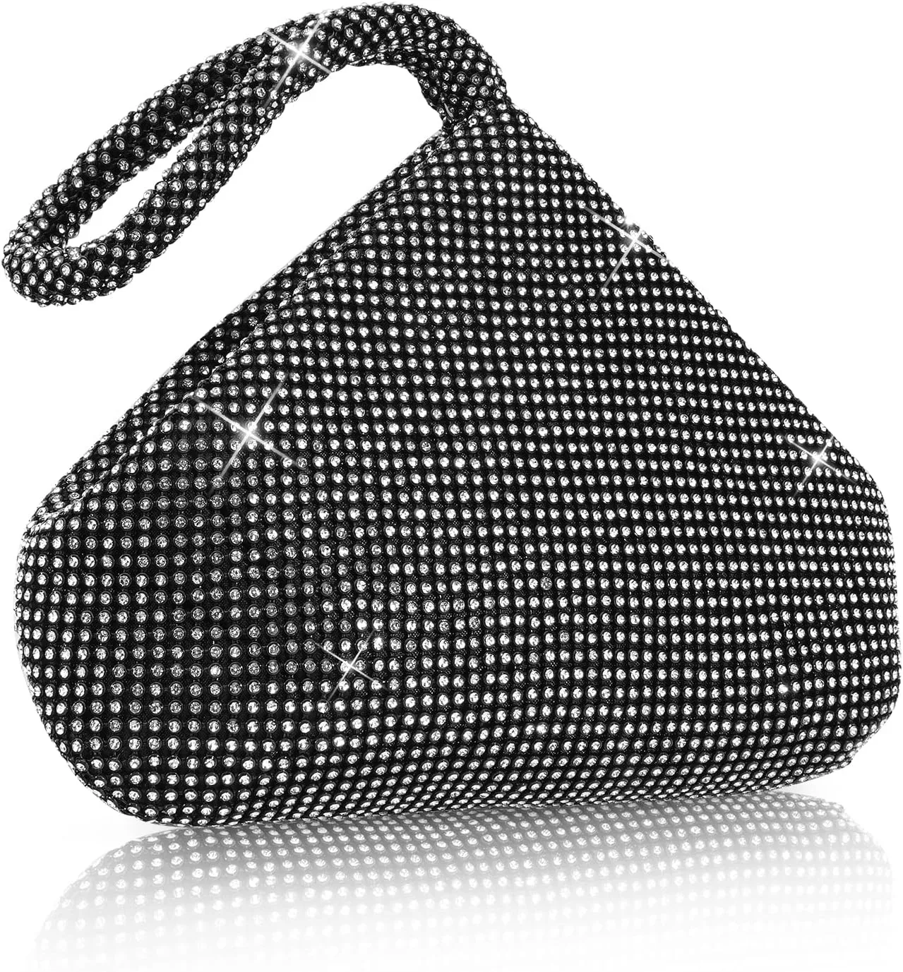 Women's Evening Bag- Upgraded Larger Size Full Rhinestones Bling Wrist Clutch Purse for Party Wedding Date Night