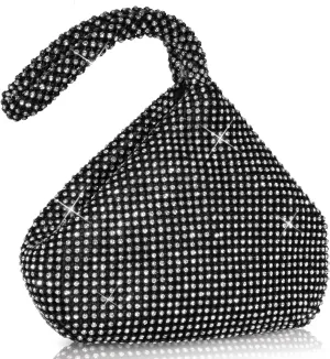 Women's Evening Bag- Upgraded Larger Size Full Rhinestones Bling Wrist Clutch Purse for Party Wedding Date Night