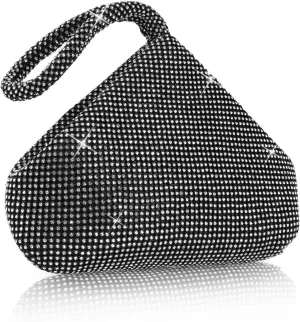 Women's Evening Bag- Upgraded Larger Size Full Rhinestones Bling Wrist Clutch Purse for Party Wedding Date Night