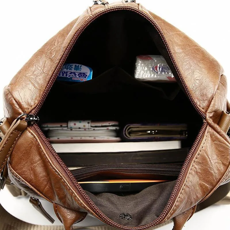 Women's Mochila Escolar Leather Backpack - School Bags