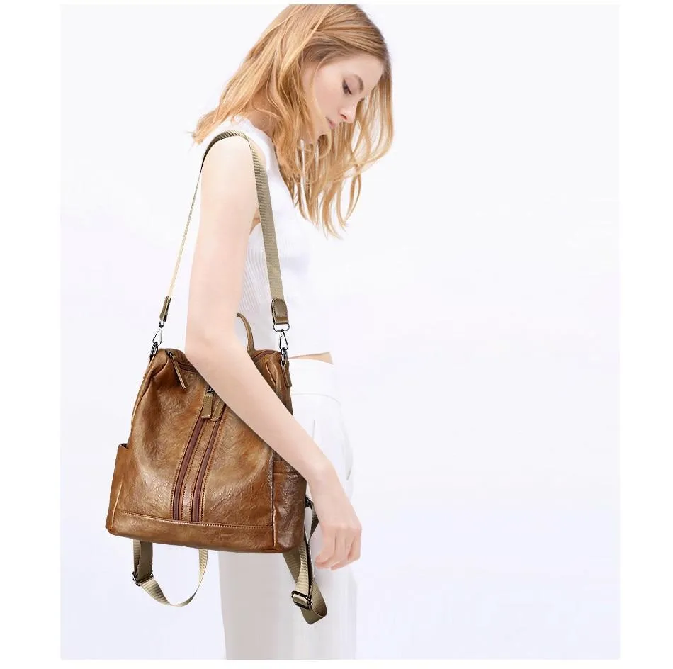 Women's Mochila Escolar Leather Backpack - School Bags
