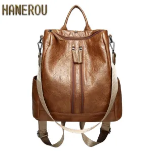 Women's Mochila Escolar Leather Backpack - School Bags