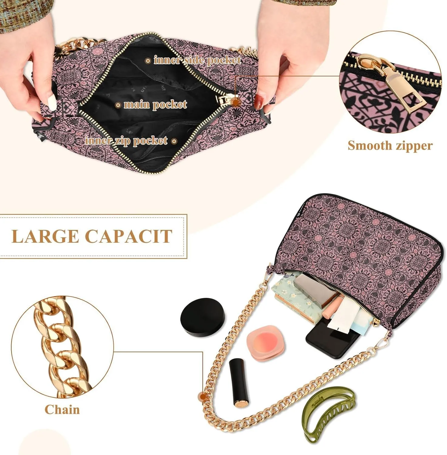 Womens Purses and Handbags Women's Shoulder Handbags Bag Clutch Handbag with Chain Strap Multicolor 1