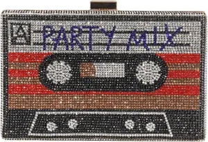 Women's Rhinestone Wedding Clutch Bag Cassette Tape Evening Bag Party Money Purses