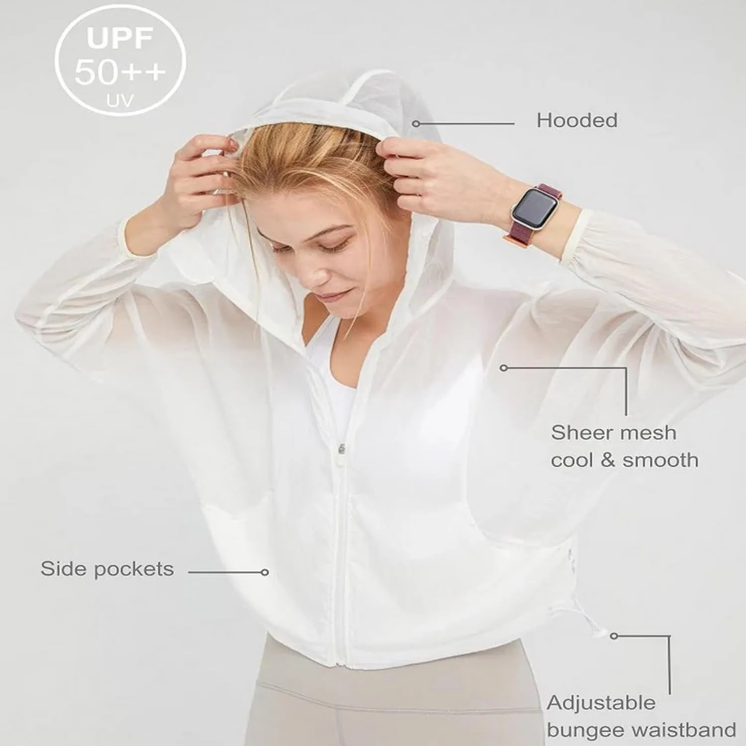 Women's Sun Protection Lightweight UPF 50  Zip-Up Long Sleeve Jacket