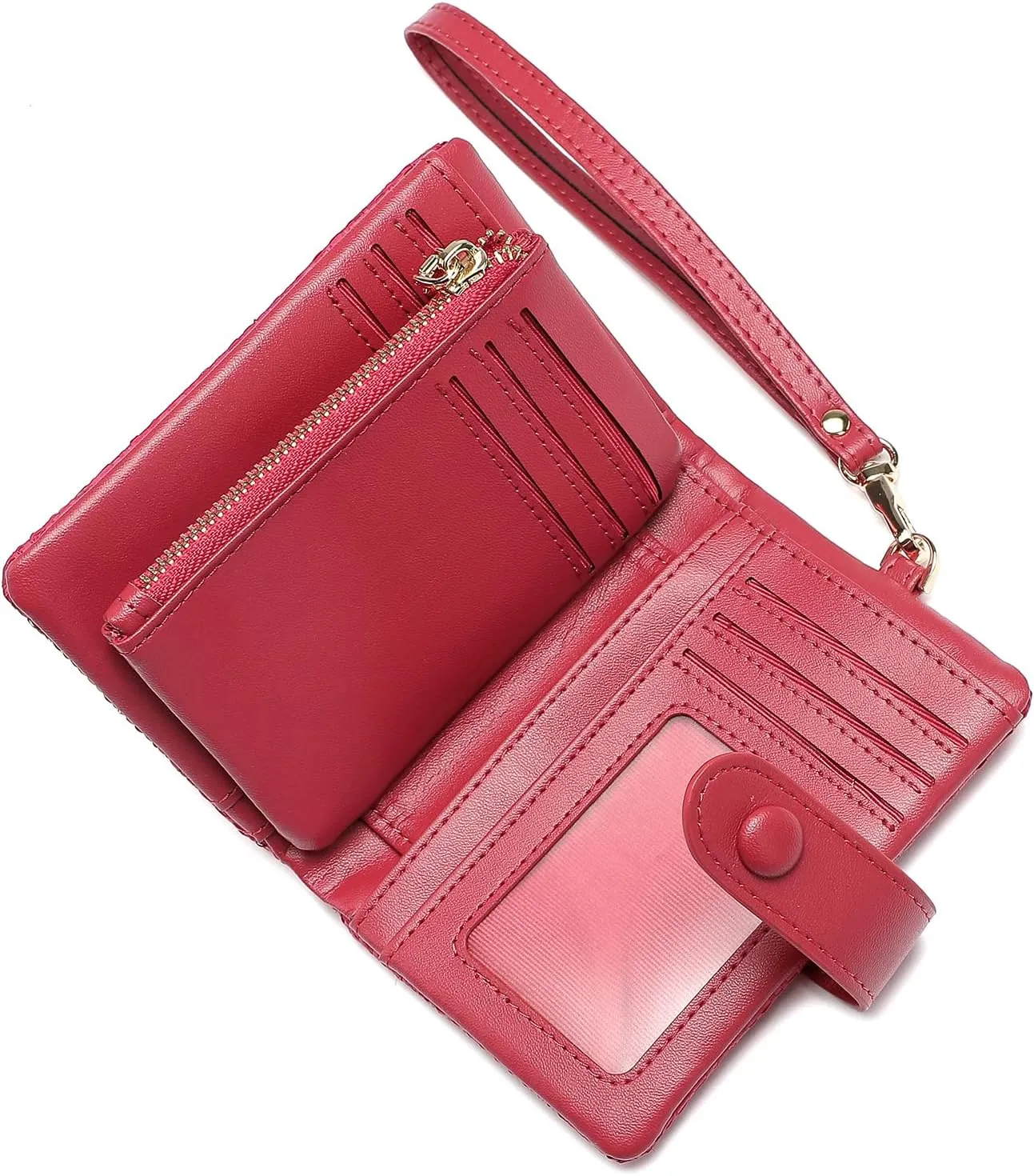 Womens Wallet Natural Raffia Grass Small Wristlet wallets With Coin Pocket ID Window Card Holder