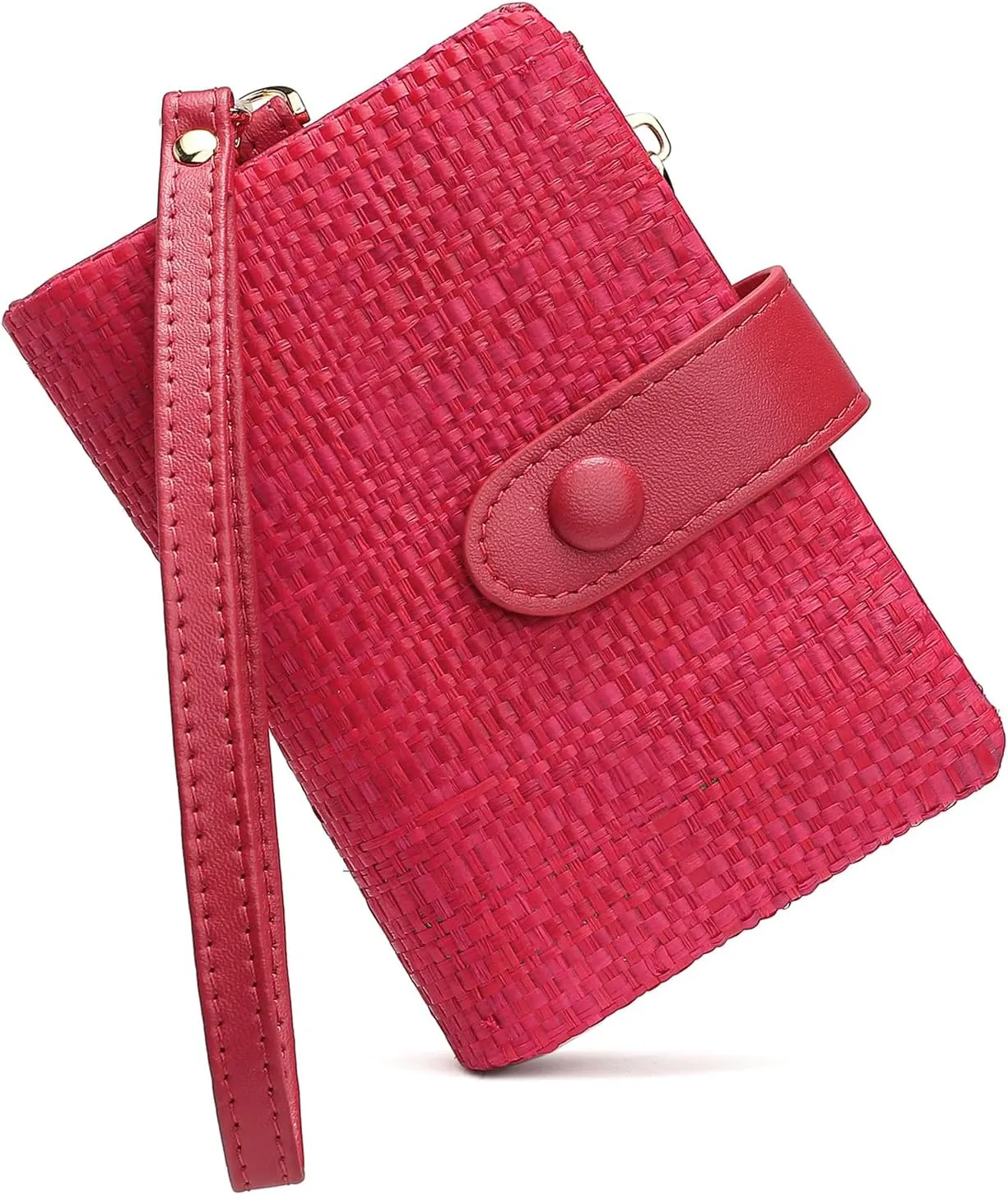 Womens Wallet Natural Raffia Grass Small Wristlet wallets With Coin Pocket ID Window Card Holder