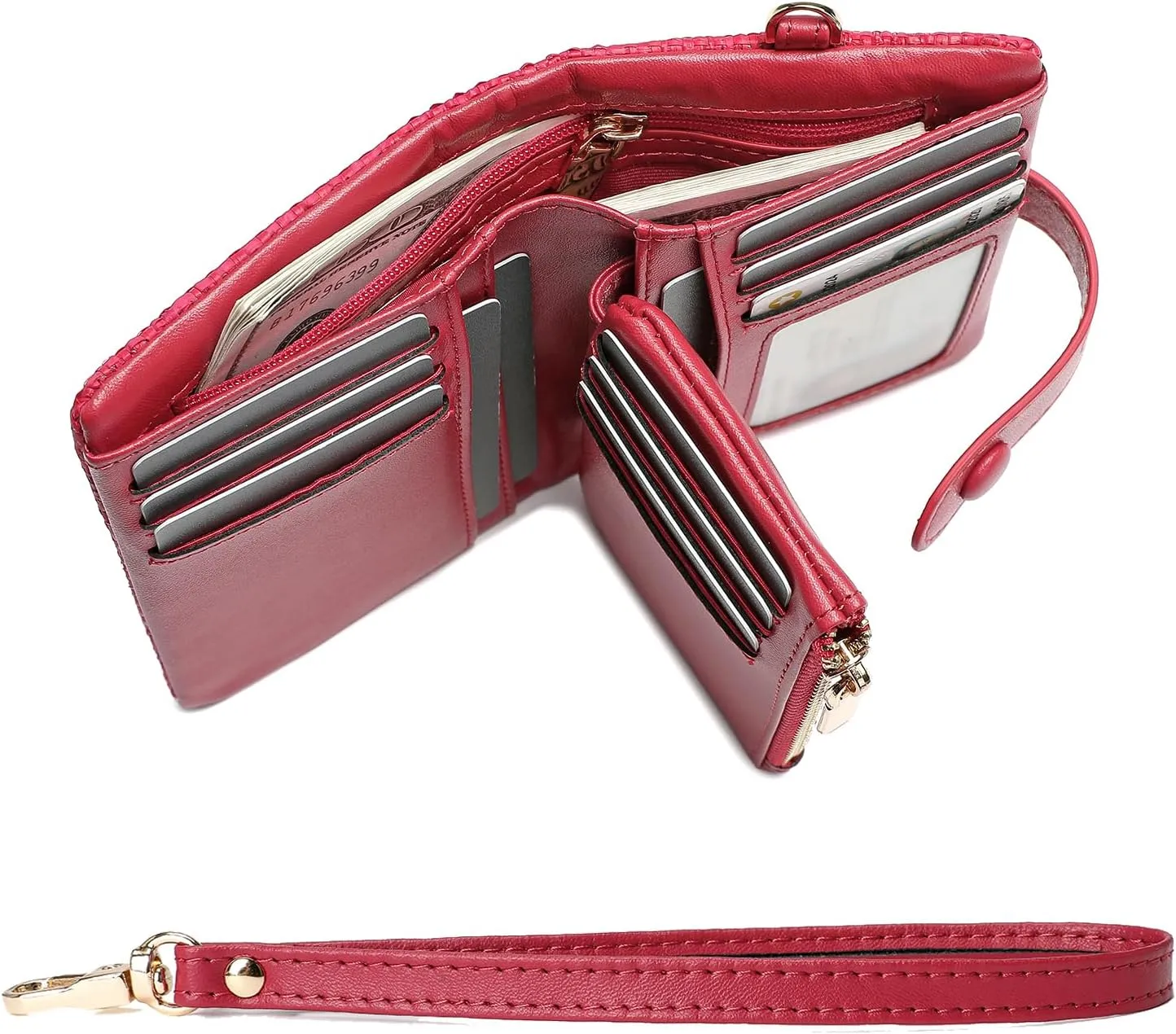 Womens Wallet Natural Raffia Grass Small Wristlet wallets With Coin Pocket ID Window Card Holder