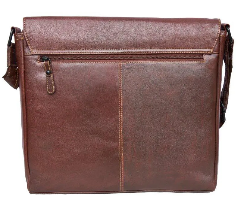 Woodland Leather's Tribal Brown Buffalo Leather Messenger Bag