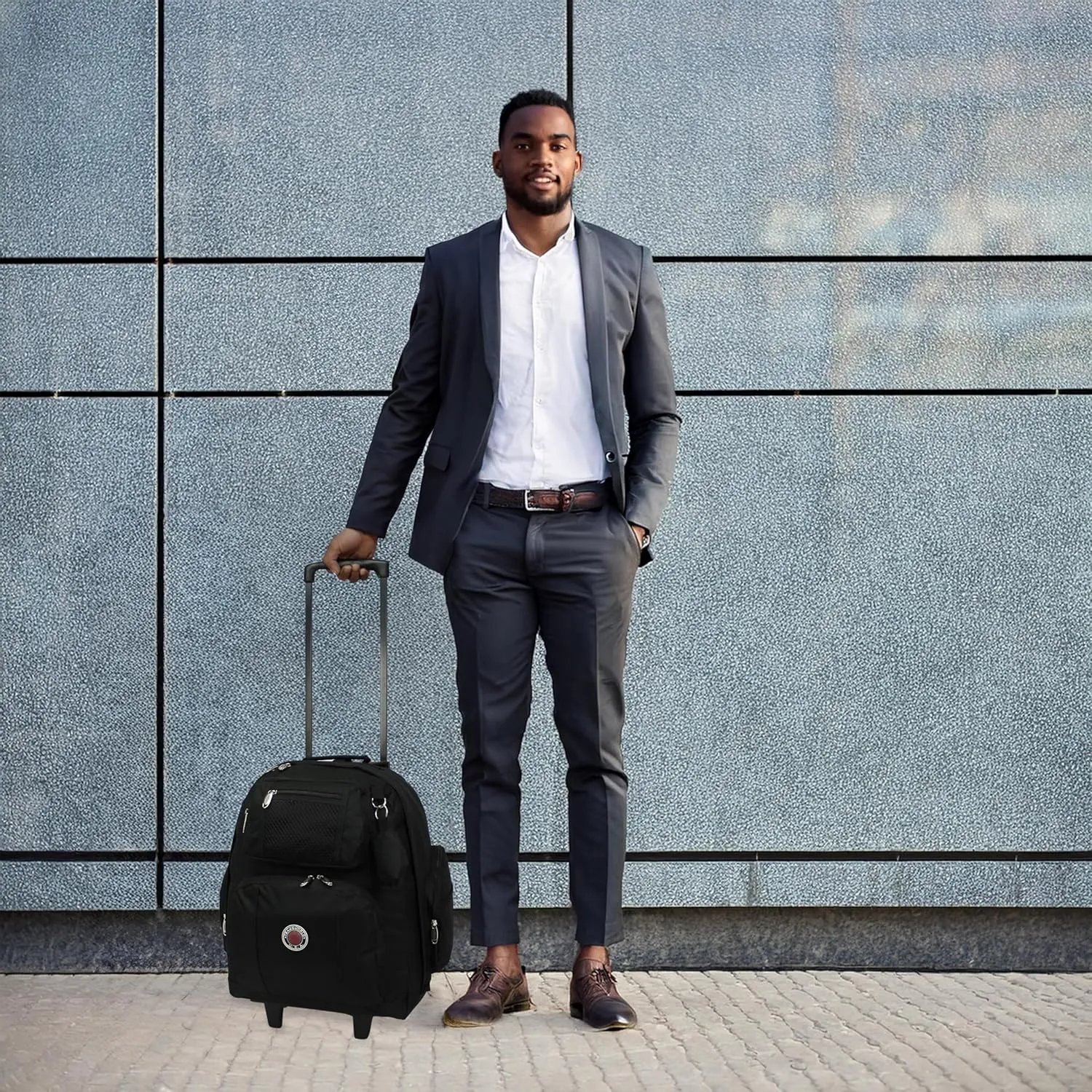 World Traveler Transworld 22-Inch Carry-On Rolling Backpack, Black