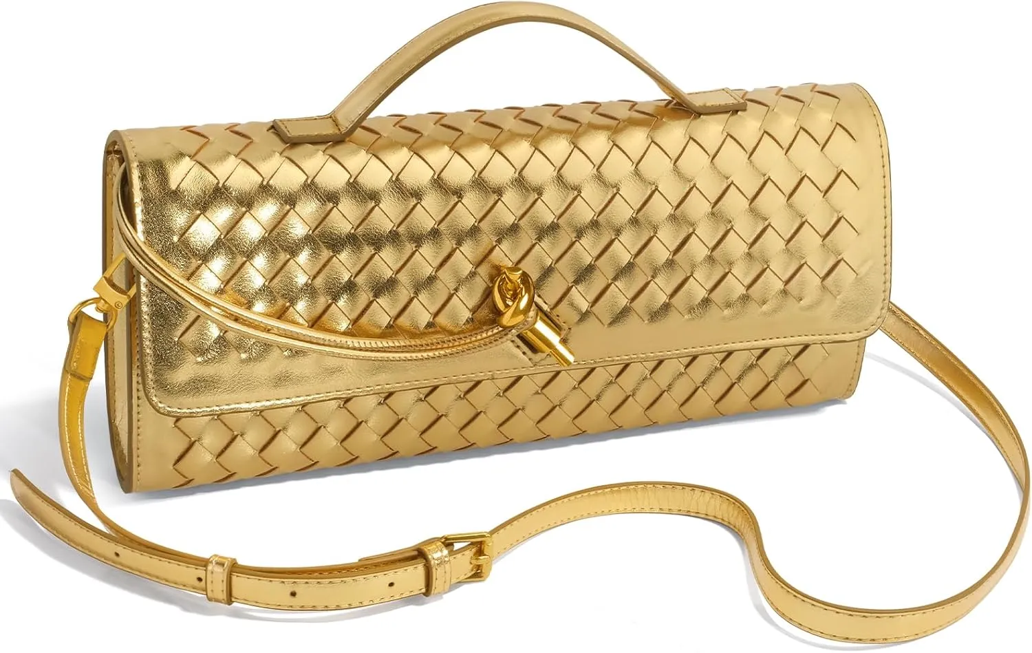Woven Clutch Purses for Women, Leather Evening Bag Shoulder Handbag Formal Satchel Crossbody Purse Party Bag