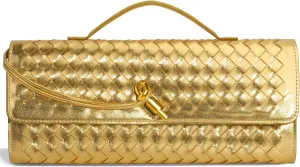 Woven Clutch Purses for Women, Leather Evening Bag Shoulder Handbag Formal Satchel Crossbody Purse Party Bag