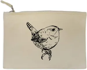 'Wren Bird' Canvas Clutch Bag/Accessory Case (CL00013456)