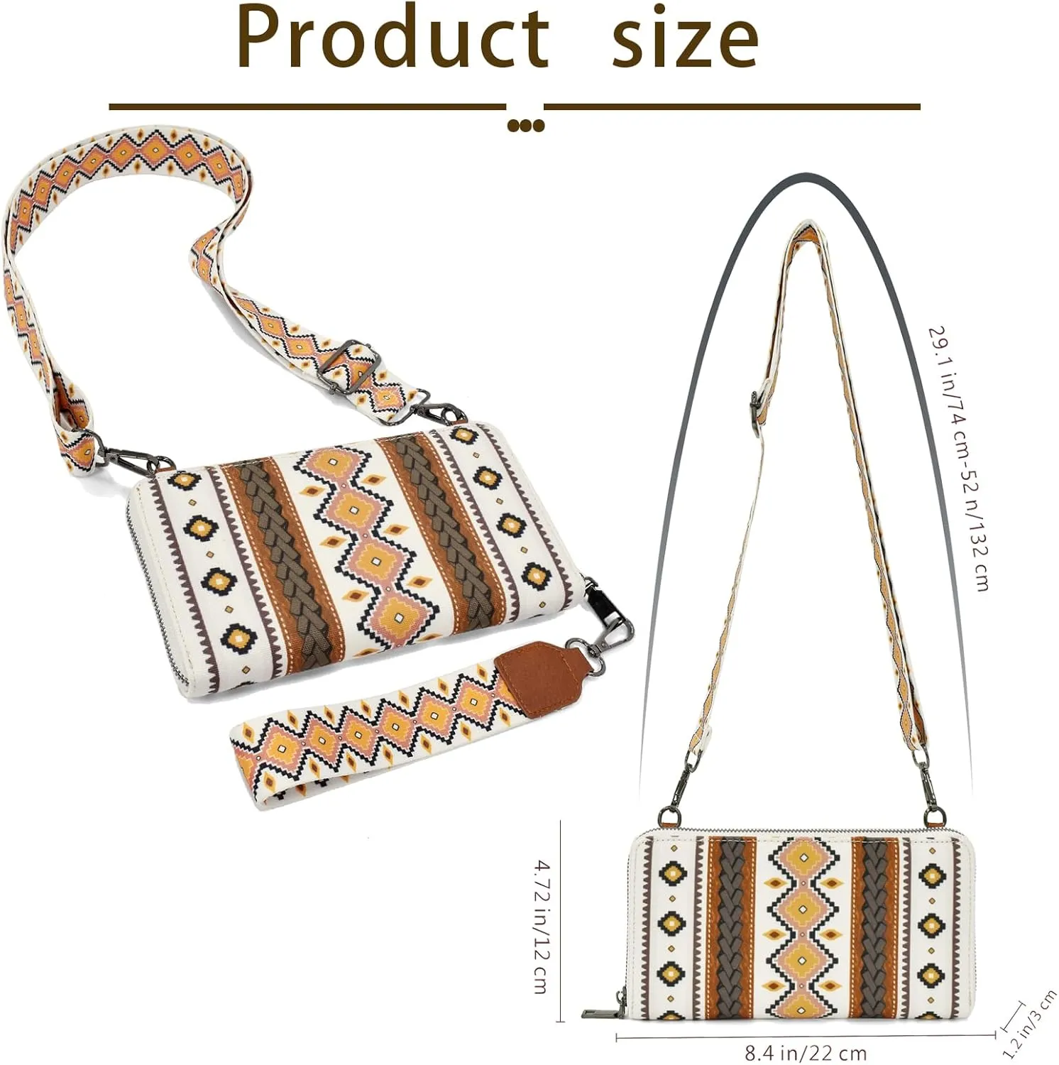 Wristlet Western Wallet Boho Aztec Credit Card Holder purse Clutch bag Shoulder bag for Women