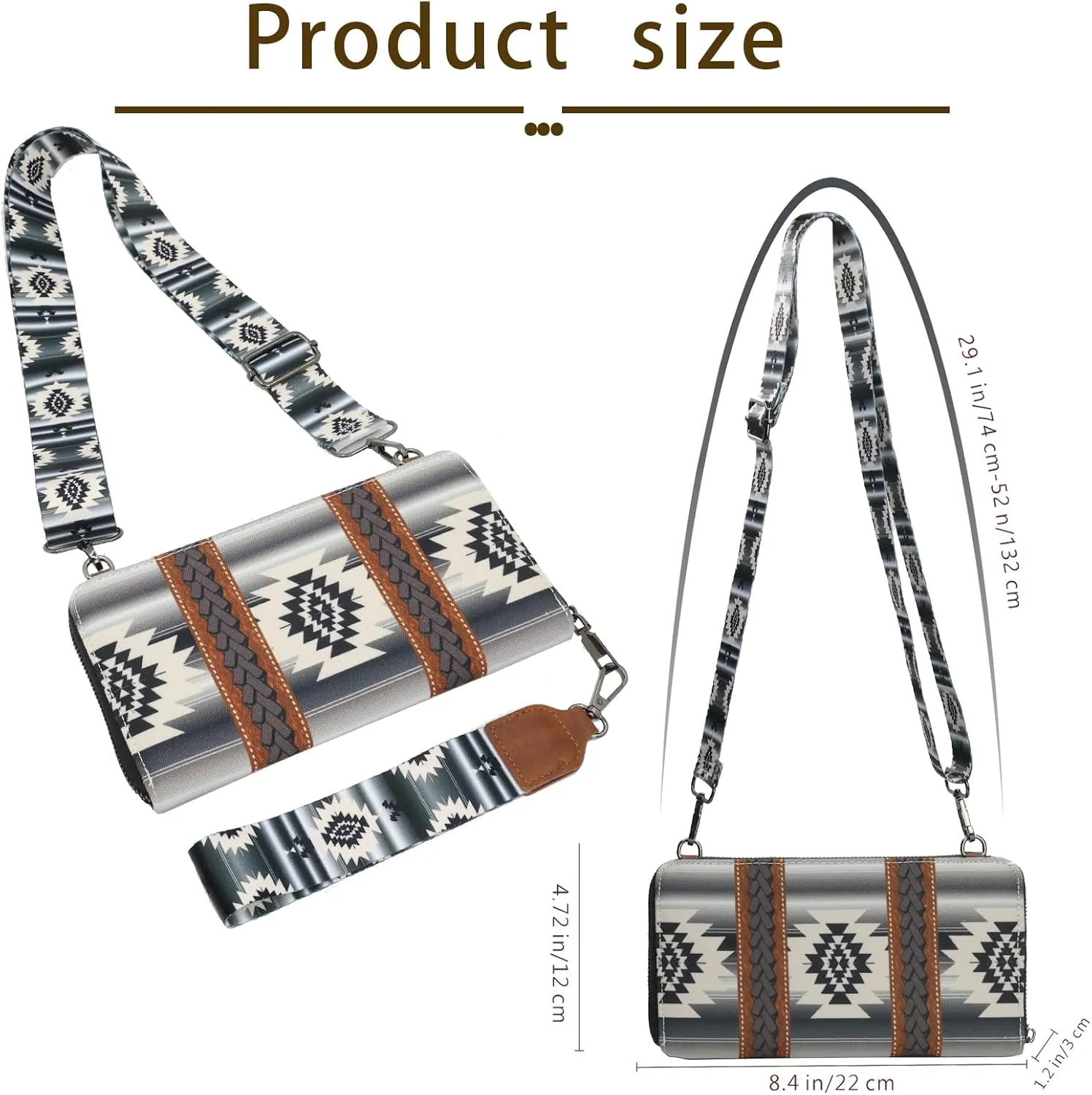 Wristlet Western Wallet Boho Aztec Credit Card Holder purse Clutch bag Shoulder bag for Women