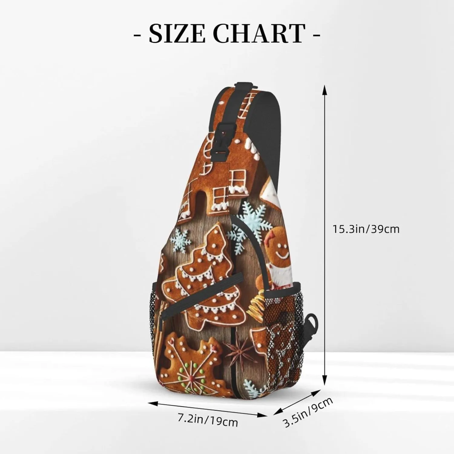 WURTON Gingerbread Cookies Print Crossbody Backpack Shoulder Bag Cross Chest Bag For Travel, Hiking Gym Tactical Use, MC700