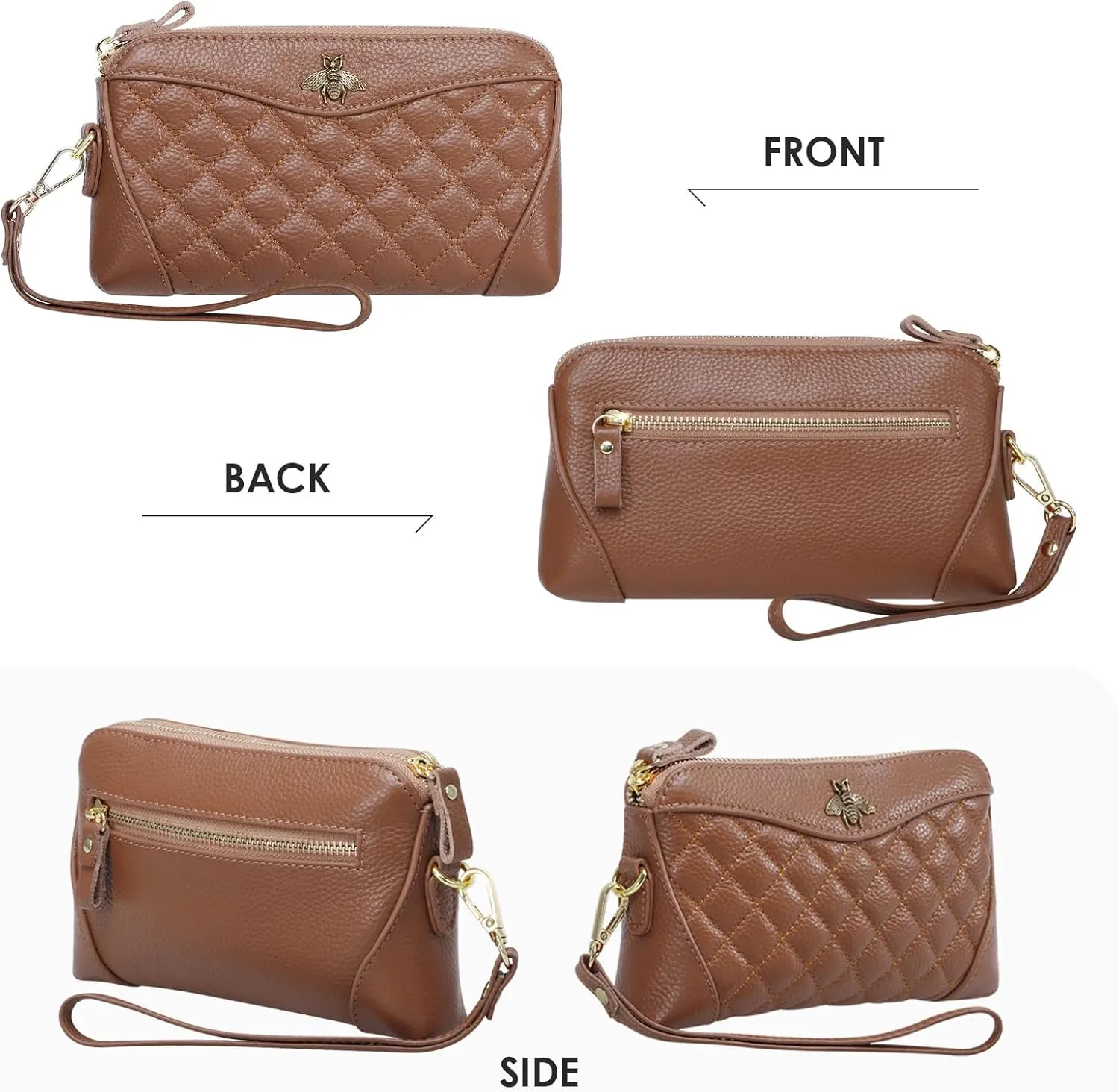 XEYOU Genuine Leather Wristlet Clutch Wallet Purses for Women Cell Phone Wallet Handbag with Removable Wristlet