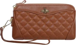 XEYOU Genuine Leather Wristlet Clutch Wallet Purses for Women Cell Phone Wallet Handbag with Removable Wristlet