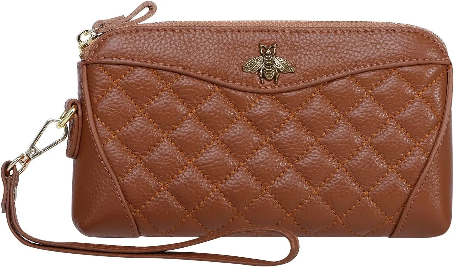 XEYOU Genuine Leather Wristlet Clutch Wallet Purses for Women Cell Phone Wallet Handbag with Removable Wristlet