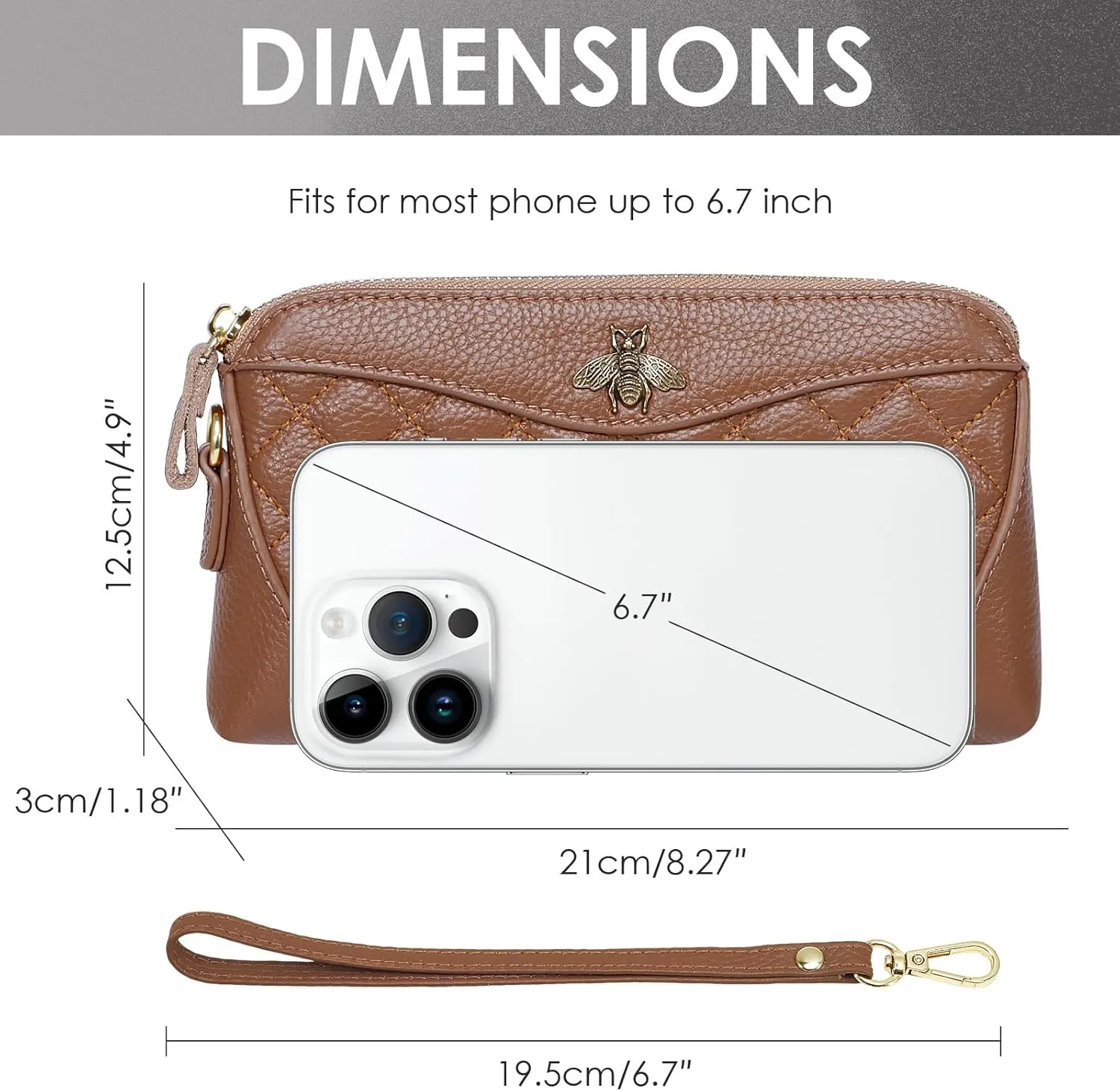 XEYOU Genuine Leather Wristlet Clutch Wallet Purses for Women Cell Phone Wallet Handbag with Removable Wristlet