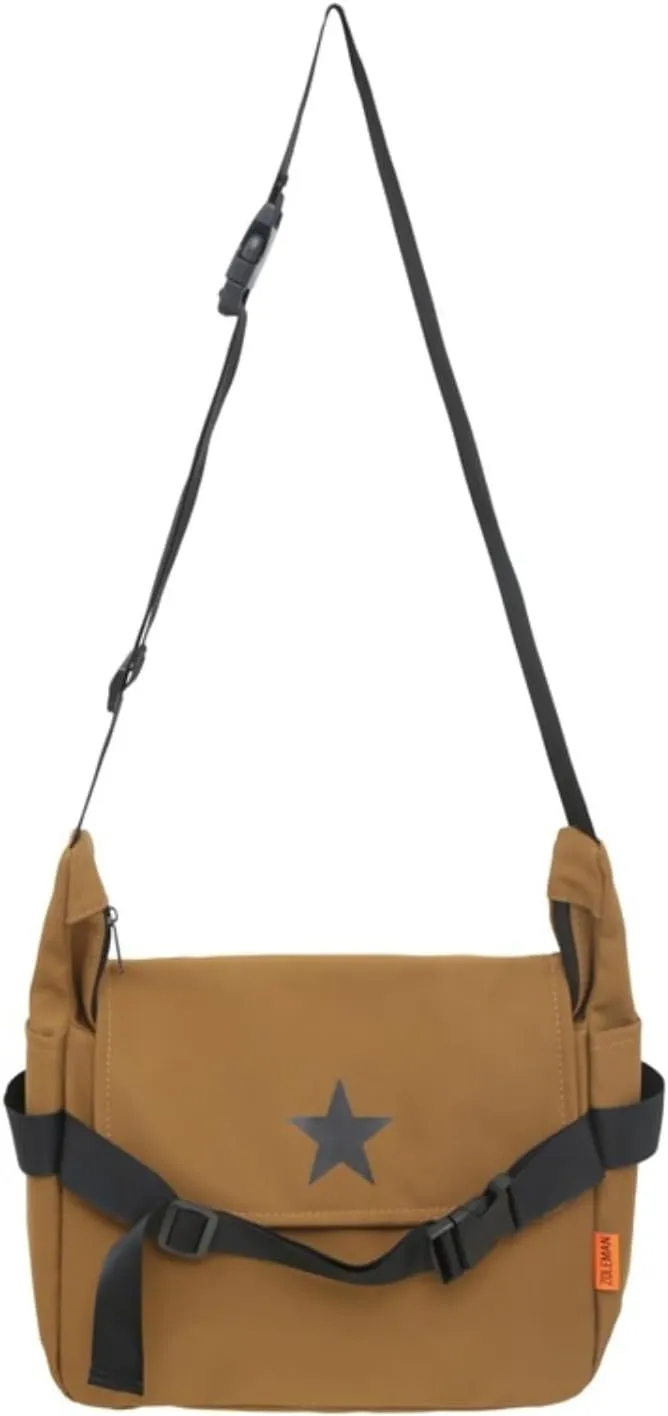 Y2K Aesthetic Crossbody Bag Star Pattern Grunge Messenger Bag Flap Zipper Closure Tote Bag Multipurpose Shoulder Bag
