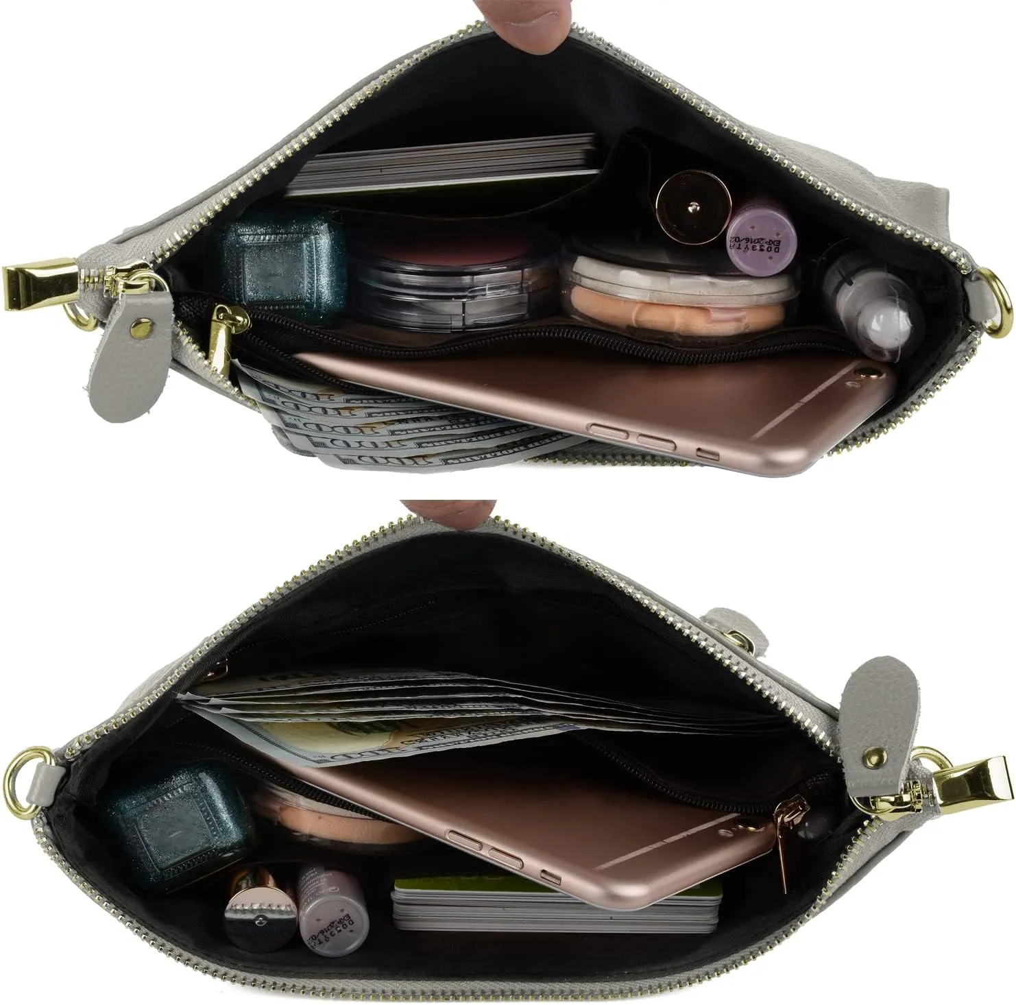 YALUXE Genuine Leather Wristlet Handbags Purses Cell Phone Pocket Clutch Wallet Crossbody Bags for Women