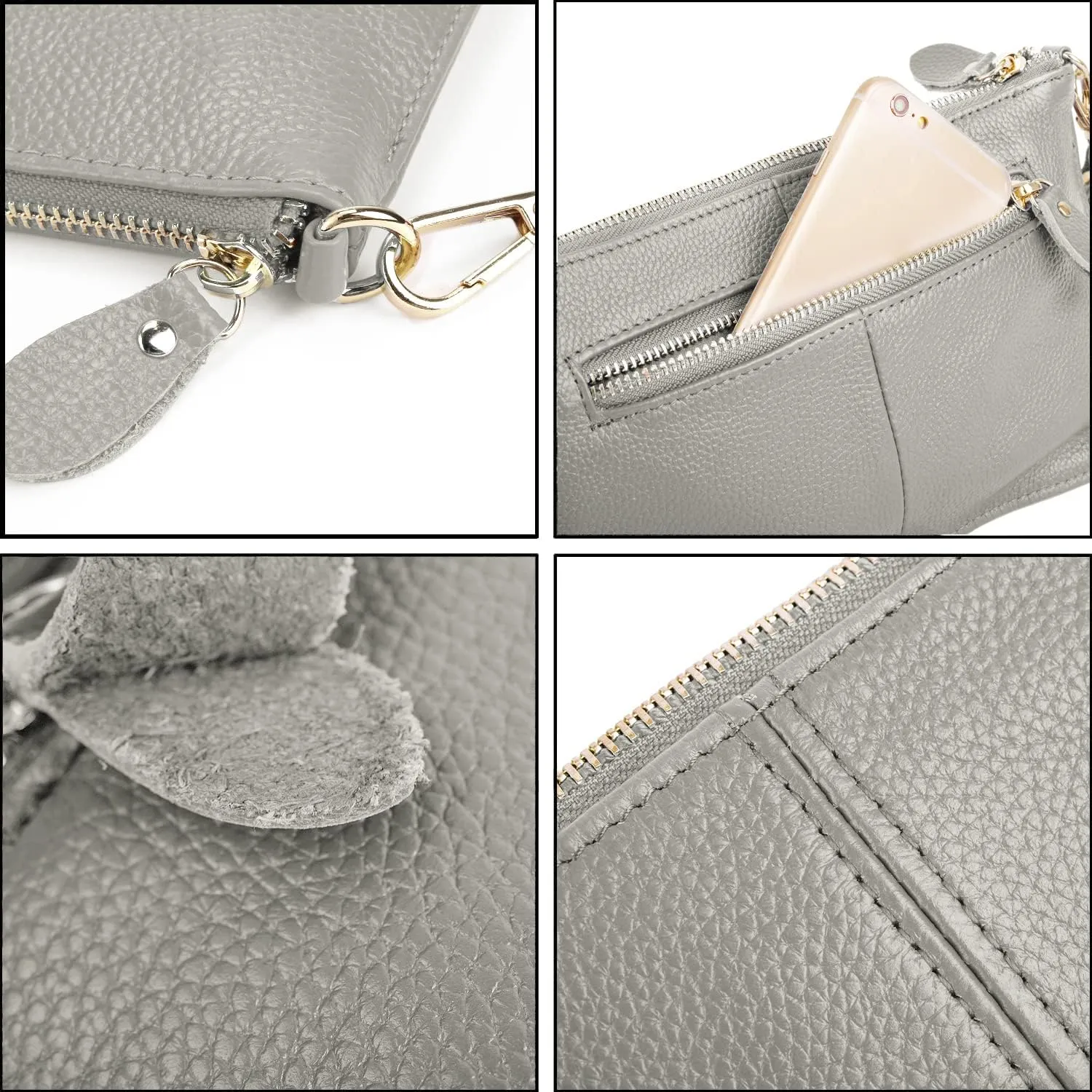 YALUXE Genuine Leather Wristlet Handbags Purses Cell Phone Pocket Clutch Wallet Crossbody Bags for Women