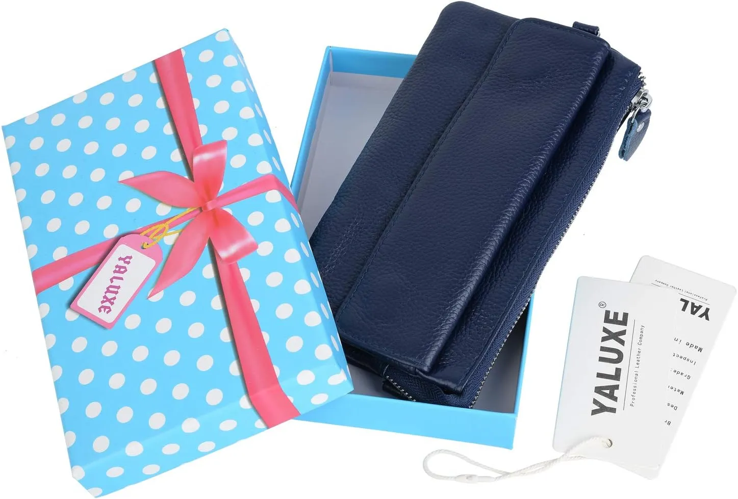 YALUXE Real Leather Wristlet Clutch Handbag Crossbody Bag Cellphone Purse RFID Blocking