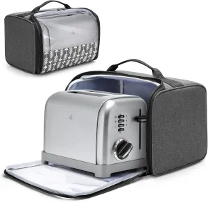 YARWO 2 Slice Toaster Cover with Solid Structure, Compatible with Amazon Basics, Elite Gourmet, Small Bread Machine Bag with Visible Window, 11.4 x 8.3 x 8 in
