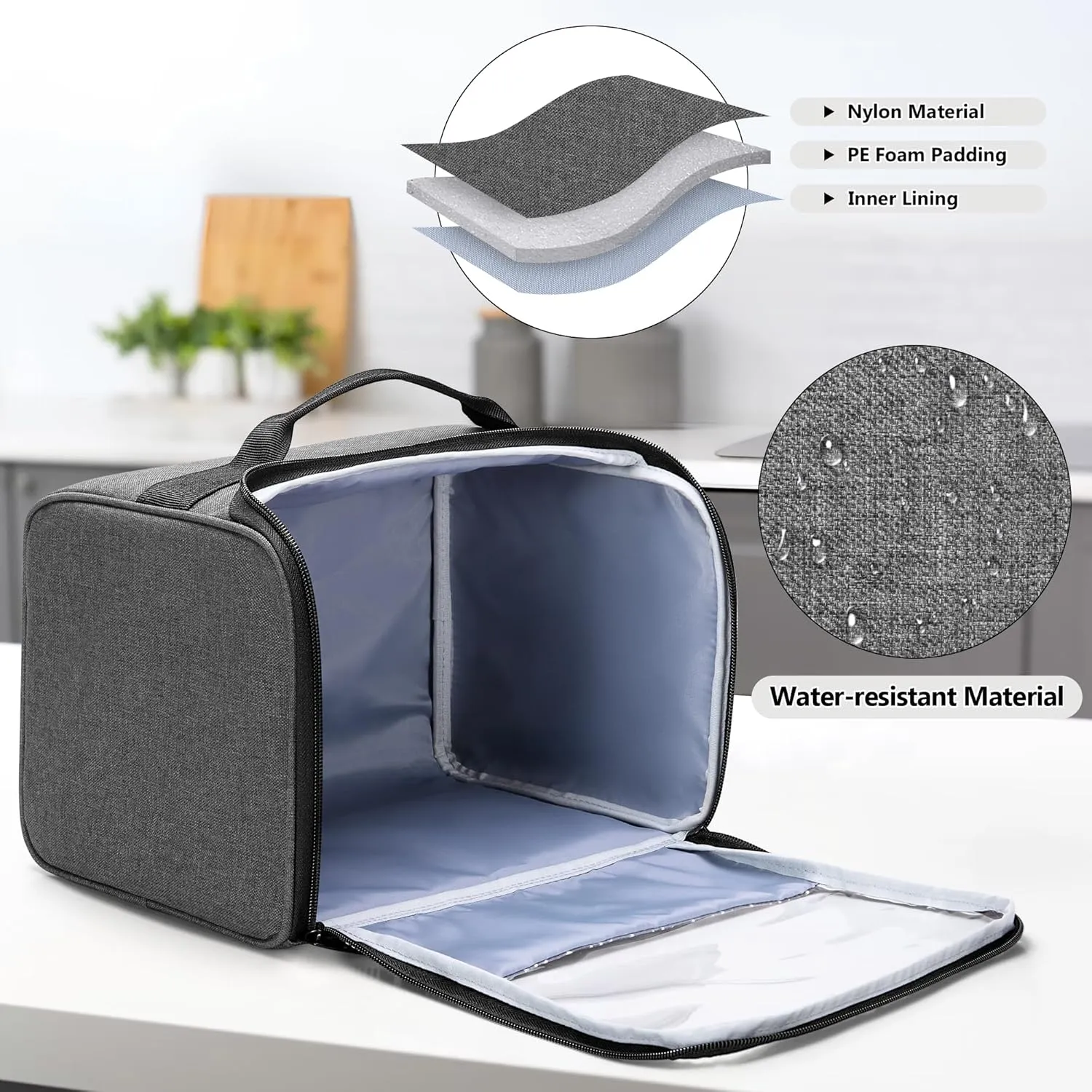 YARWO 2 Slice Toaster Cover with Solid Structure, Compatible with Amazon Basics, Elite Gourmet, Small Bread Machine Bag with Visible Window, 11.4 x 8.3 x 8 in