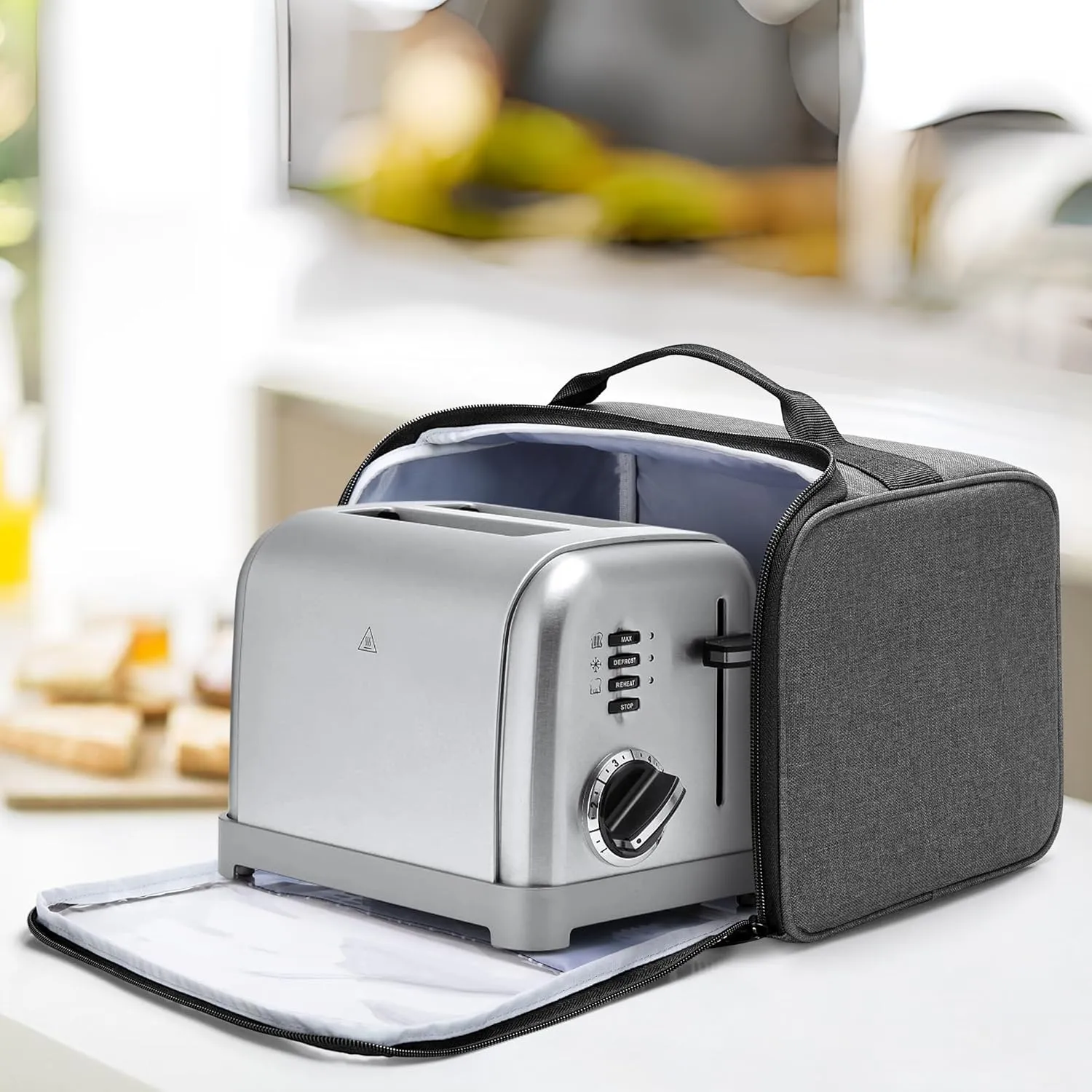 YARWO 2 Slice Toaster Cover with Solid Structure, Compatible with Amazon Basics, Elite Gourmet, Small Bread Machine Bag with Visible Window, 11.4 x 8.3 x 8 in