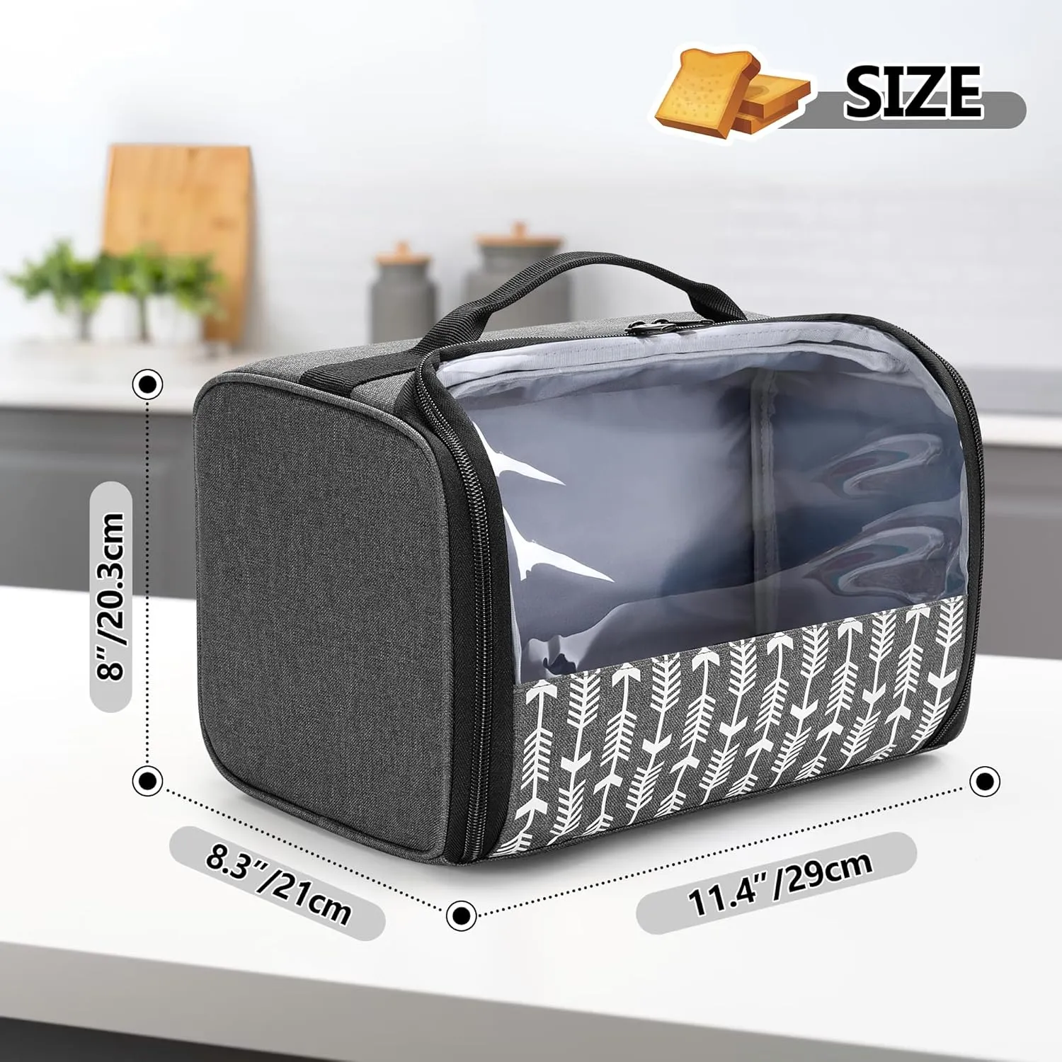 YARWO 2 Slice Toaster Cover with Solid Structure, Compatible with Amazon Basics, Elite Gourmet, Small Bread Machine Bag with Visible Window, 11.4 x 8.3 x 8 in