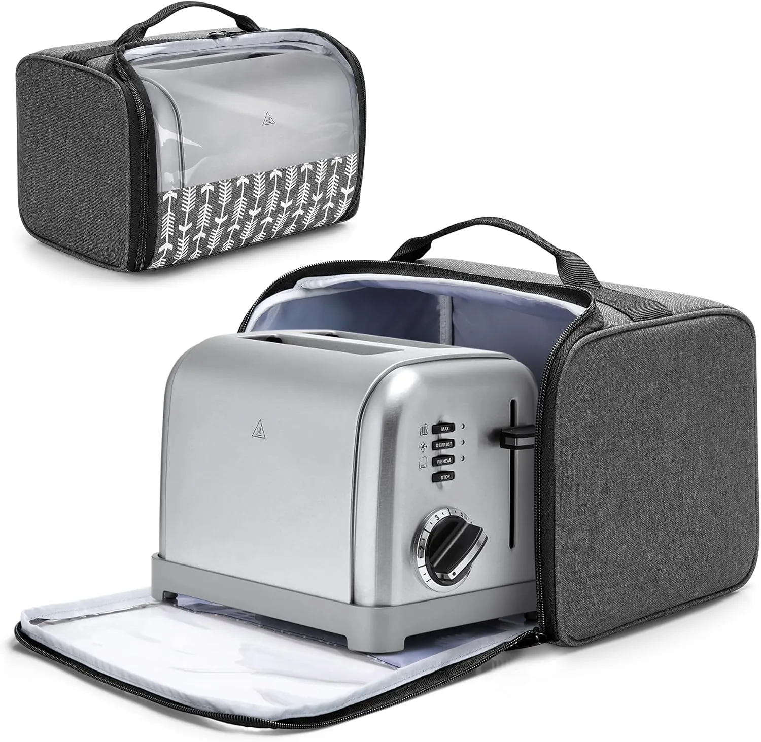 YARWO 2 Slice Toaster Cover with Solid Structure, Compatible with Amazon Basics, Elite Gourmet, Small Bread Machine Bag with Visible Window, 11.4 x 8.3 x 8 in