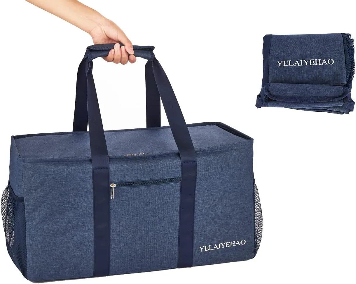 YELAIYEHAO Large Utility Tote Bag with lid, Foldable Collapsible Tote