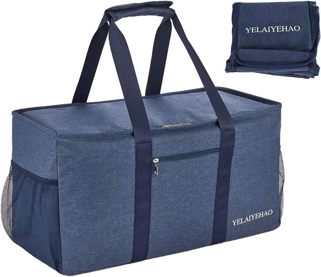 YELAIYEHAO Large Utility Tote Bag with lid, Foldable Collapsible Tote