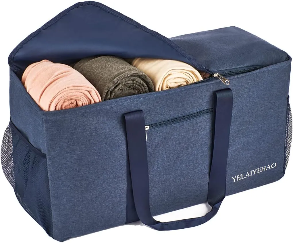 YELAIYEHAO Large Utility Tote Bag with lid, Foldable Collapsible Tote