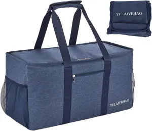 YELAIYEHAO Large Utility Tote Bag with lid, Foldable Collapsible Tote