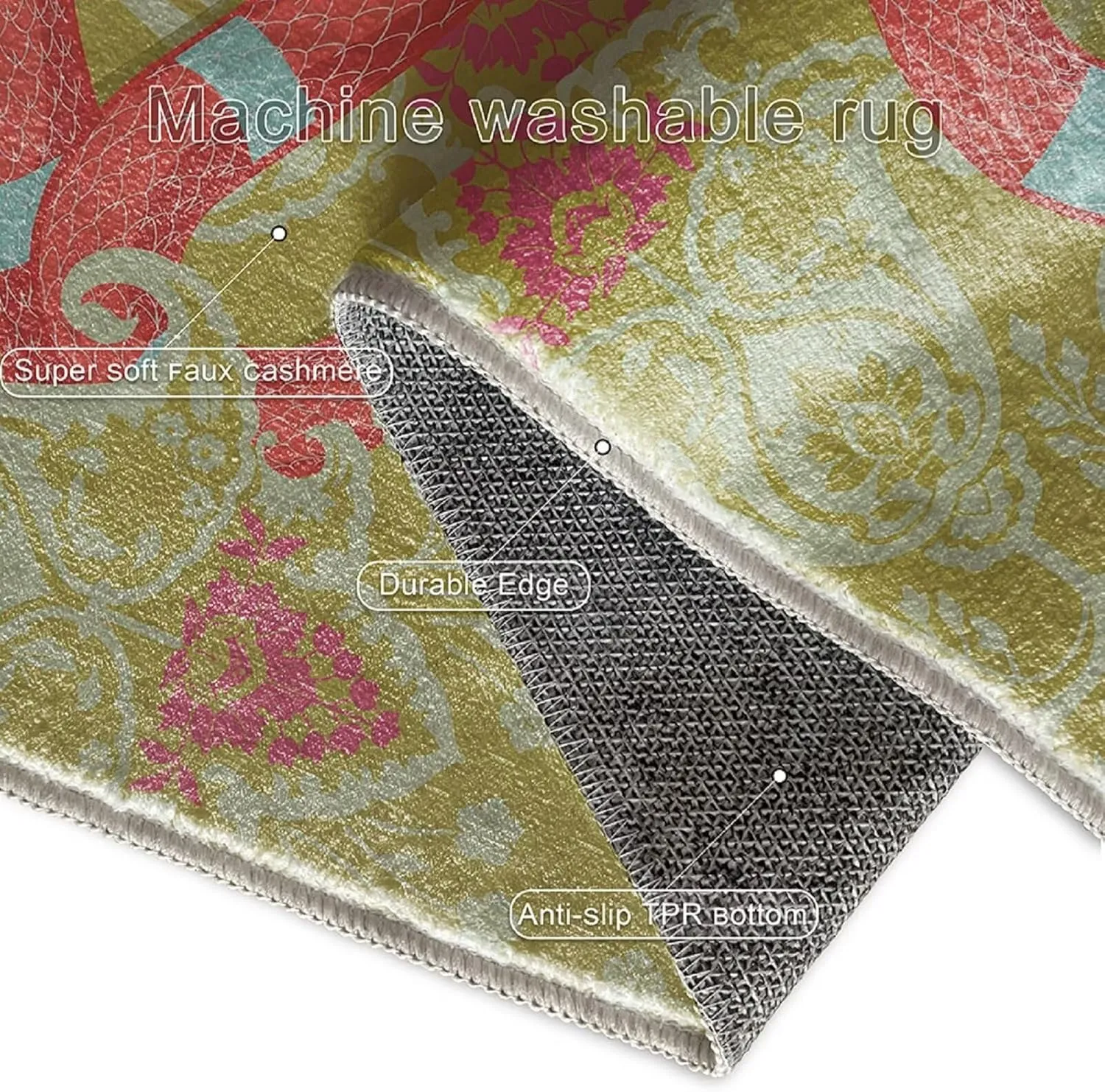 Yellow Boho Snake Runner Rugs for Kitchen Bedroom Hallway 2×6ft Washable Animal Snake Area Rug Non Skid Indoor Home Decor Floor Mats