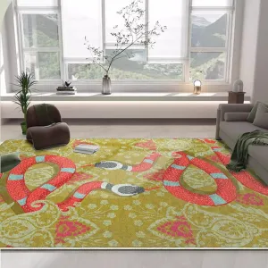 Yellow Boho Snake Runner Rugs for Kitchen Bedroom Hallway 2×6ft Washable Animal Snake Area Rug Non Skid Indoor Home Decor Floor Mats