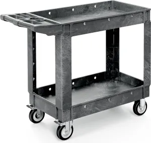 YITAHOME Heavy Duty Utiliy Cart on Wheels 550 LBS, Plastic Rolling Tool Carts with Wheels, 2 Shelves Service Cart, Gray Push Maintenance Carts for Garage, Home, Restaurant, Jobsite, Office