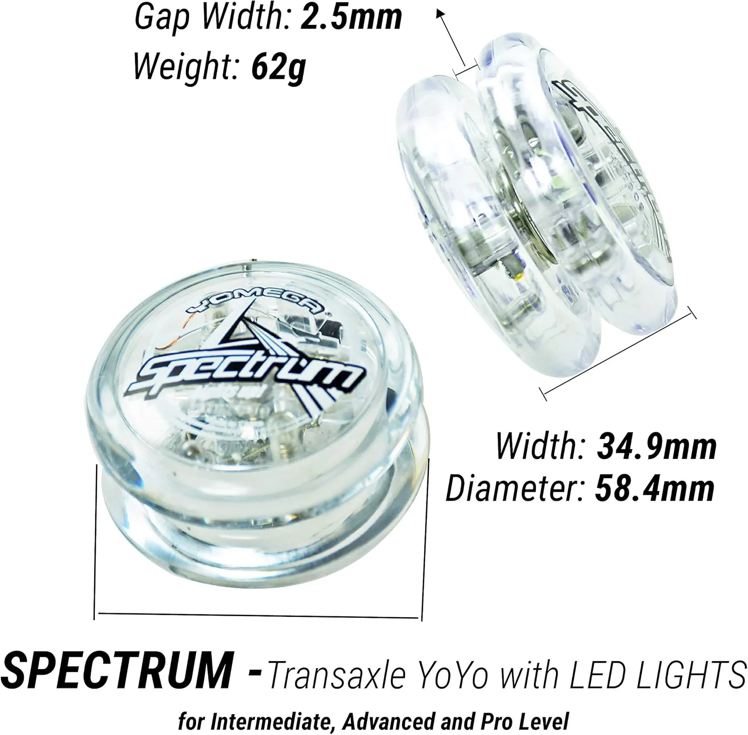 Yomega 2 Legendary Spinners The Original Yoyo with A Brain & Spectrum Light up Fireball Transaxle YoYo with LED Lights for Kids, Beginner, Intermediate and Pro Level String Trick Play (Brain-Spectrum)