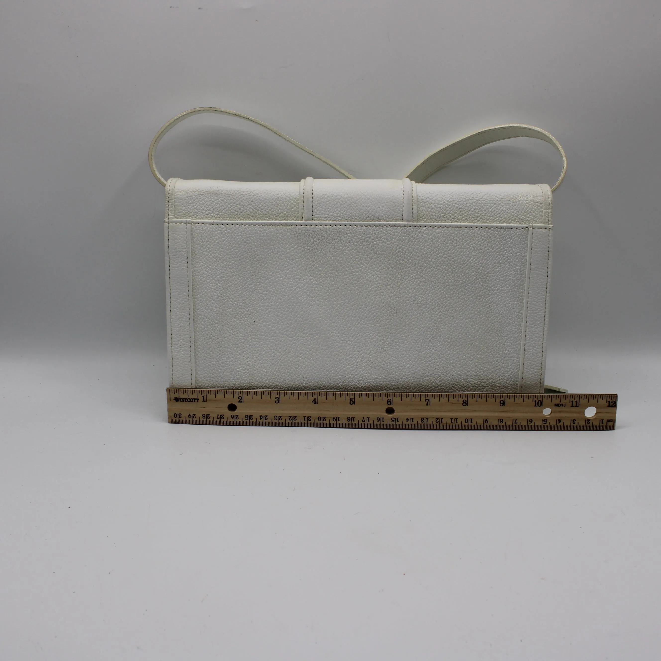 Yves Saint Laurent White Leather Gold Buckle Crossbody Clutch Bag