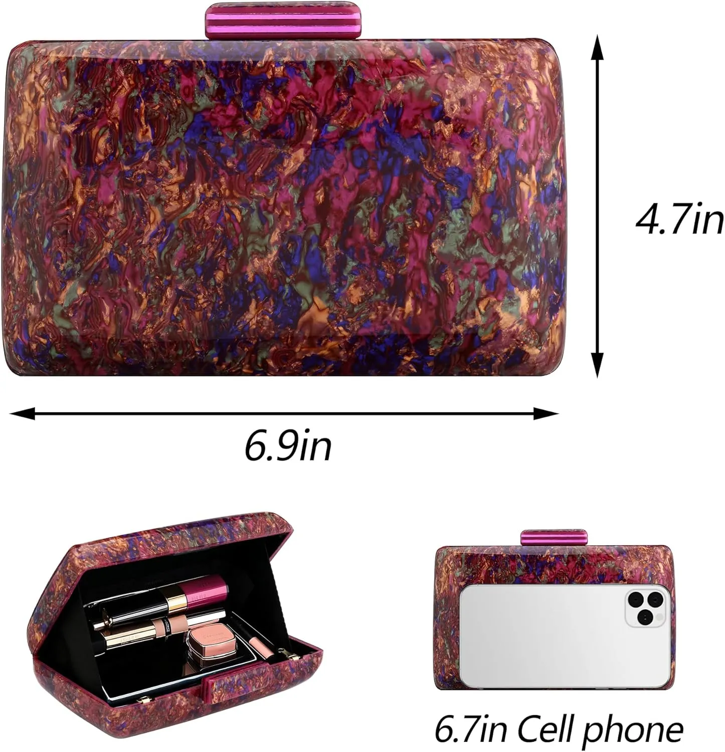 YYW Women’s Evening Clutch Acrylic Clutch Purses for Women Wedding Prom Dress Bag