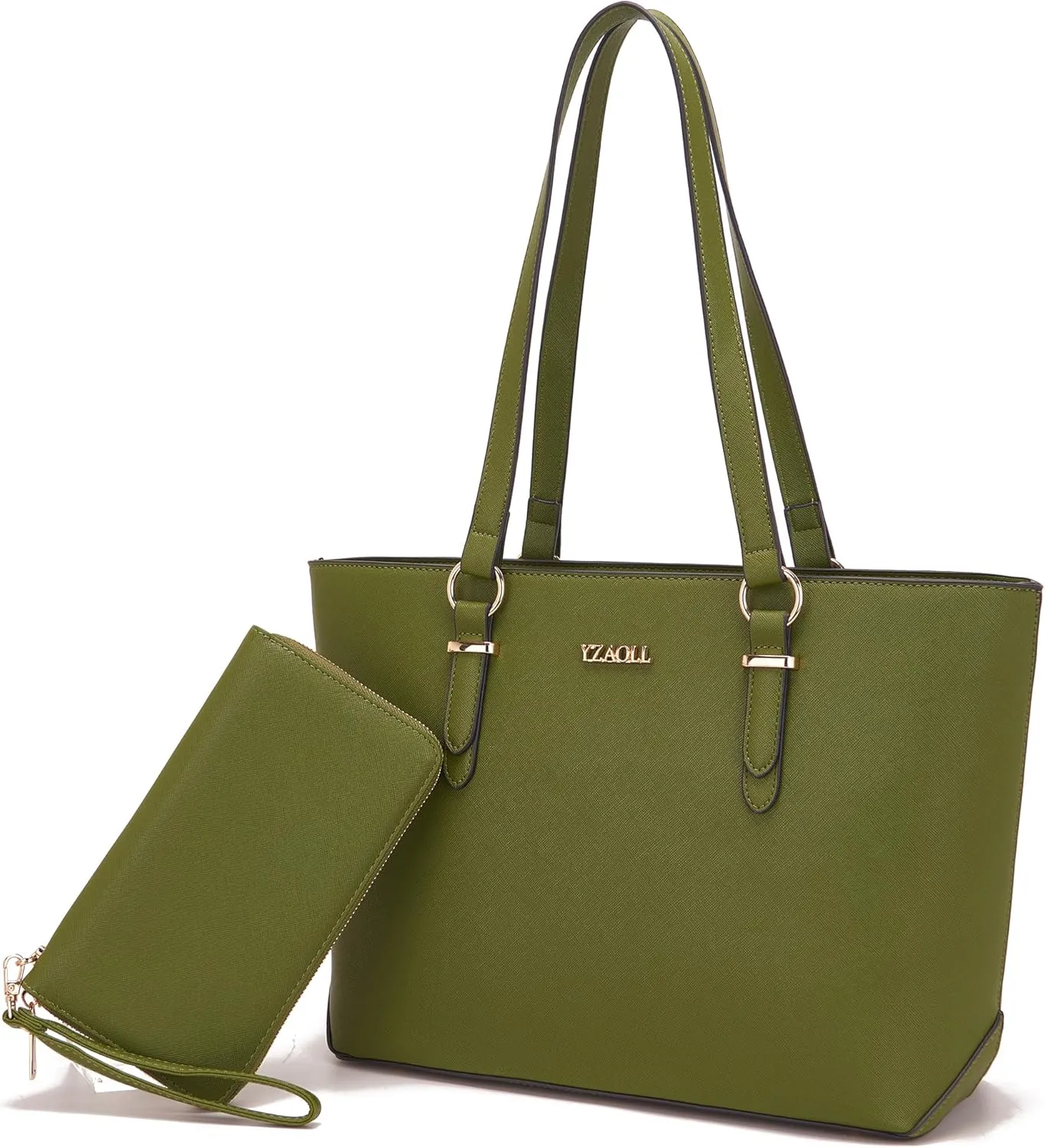 YZAOLL Purses for Women Faux Leather Medium Large Tote Satchel Shoulder Purse Handbag Wallet set
