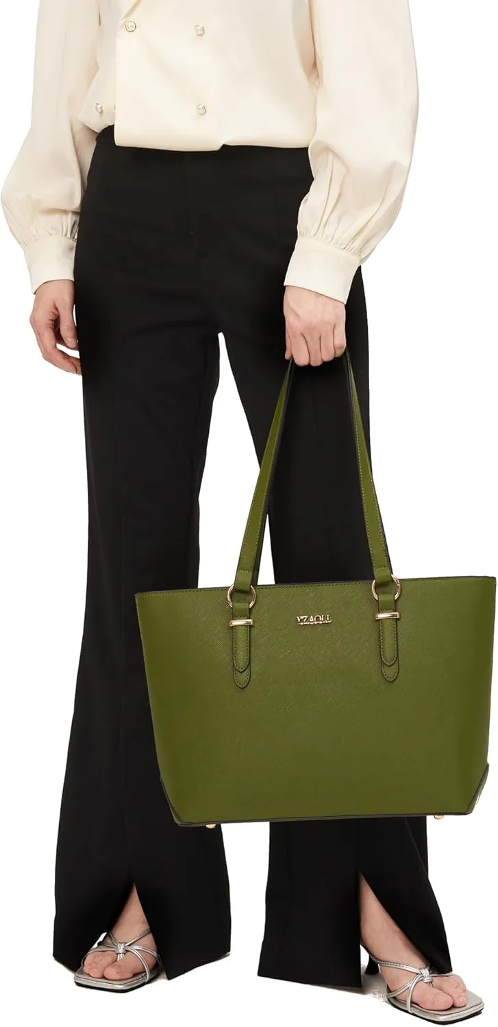 YZAOLL Purses for Women Faux Leather Medium Large Tote Satchel Shoulder Purse Handbag Wallet set