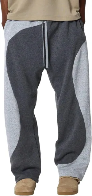 ZAFUL Men's Baggy Sweatpants Color Block Irregular Patchwork Drawstring Sweatpants Casual Wide Leg Lounge Pants