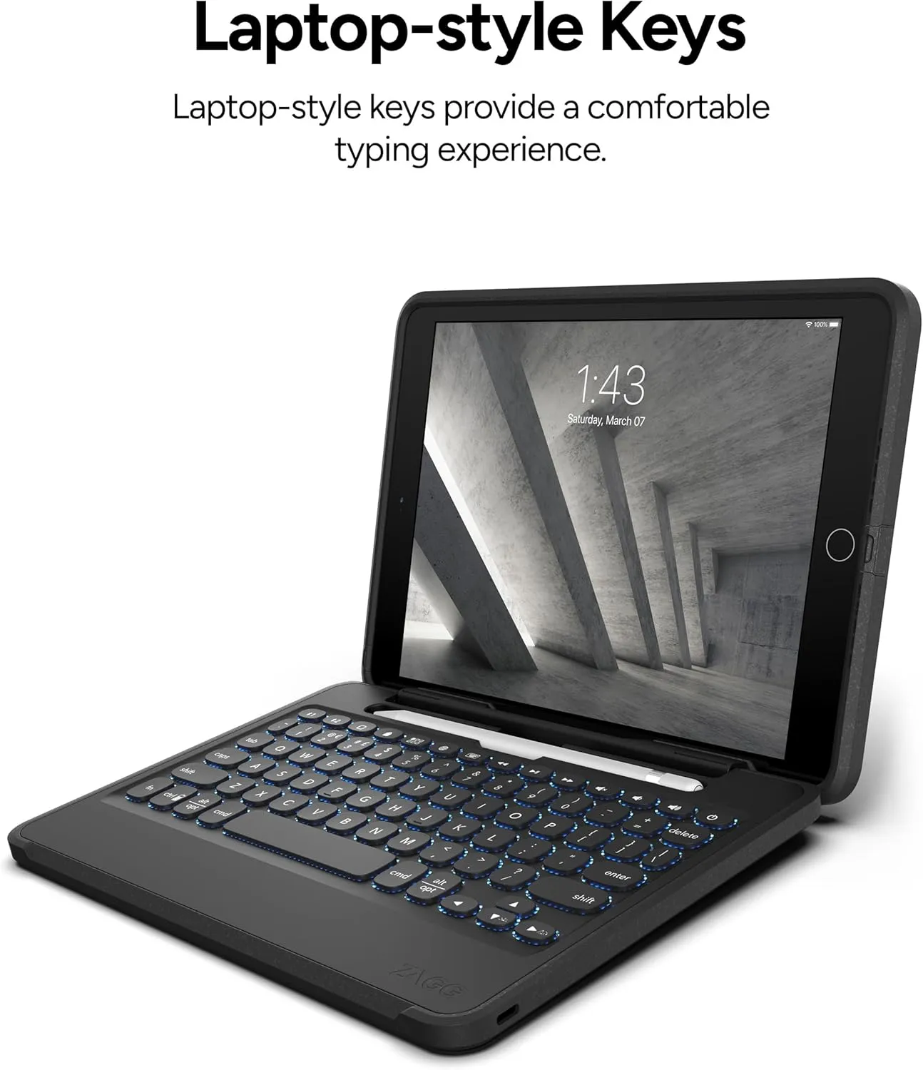 ZAGG Rugged Book iPad Case with Detachable Magnetic-Hinged Keyboard for iPad Air 3, iPad Pro 10.5" & 10.2" (9th Gen), Multi-Device Bluetooth, Apple Pencil Holder, Long-Lasting Battery, Wireless, Black