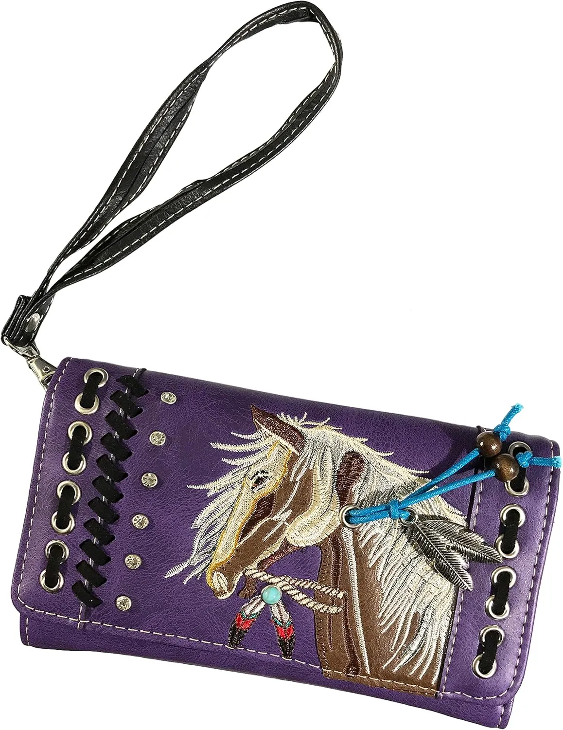 Zelris Dakota Dales Pony Horse Embroidery Mane Western Country Women Conceal Carry Tote Purse with Matching Wallet Set